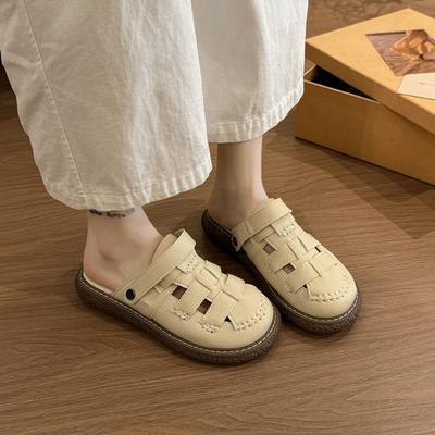 Lässige einfache gewebte Tasche Kopf Plateau Hausschuhe Damen 2025 Sommer neu bequem und vielseitig römische Schuhe