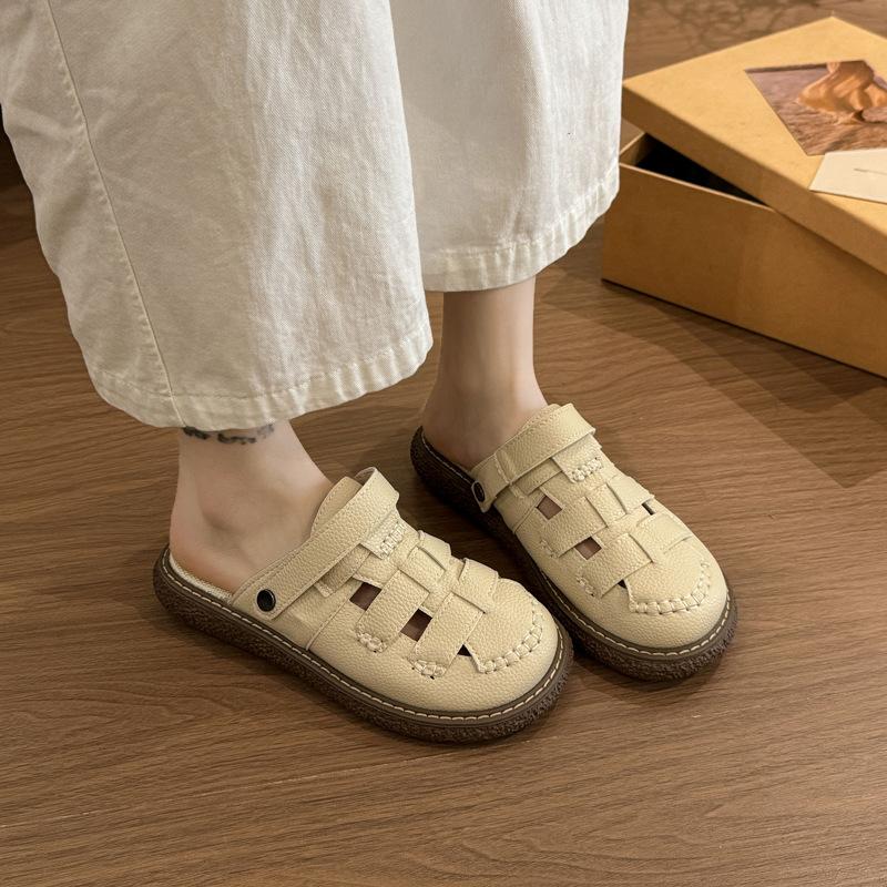 Casual simple woven bag head platform slippers women's 2025 summer new comfortable and versatile Roman shoes