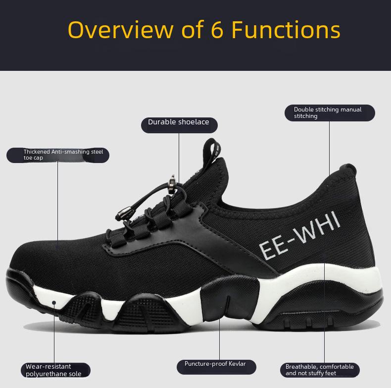 Men's Lightweight Safety Work Shoes: Anti-Smash, Anti-Puncture, Breathable, Non-Slip, Wear-Resistant.