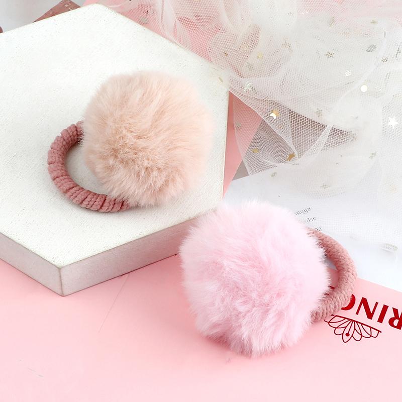 2 Pièces Chouchous à Pompons Mignons Élastiques à Cheveux Pour Enfants Filles Coiffure Élastique Porte-Queue de Cheval Scrunchie Accessoires Cheveux