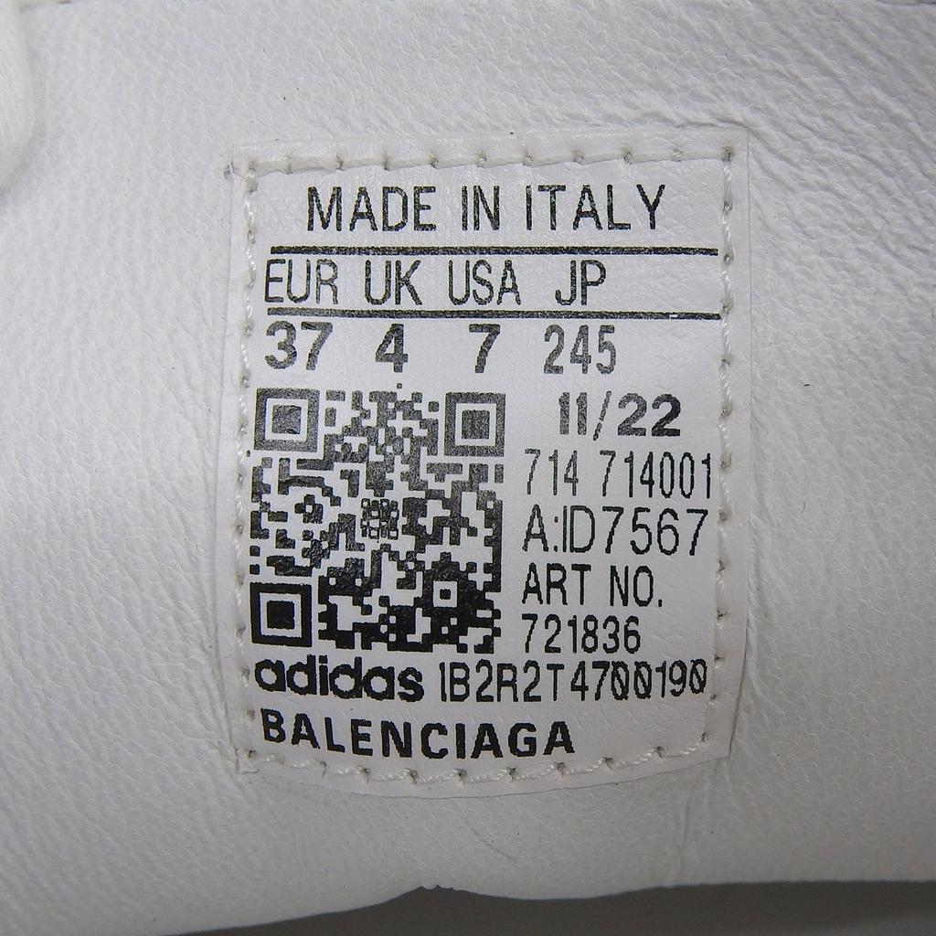 Pristine BALENCIAGA×adidas Sneakers Basse Stan Smith Pelle Donna 24.5 721836 Usate