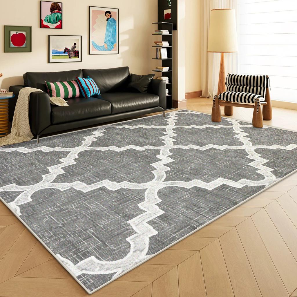 Nordic Geometric Carpet for Living Room Light Luxury Decoration Striped Abstract Rug Bedroom Kitchen Washable Non-slip Floor Mat