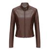European and American locomotive leather jacket spring and autumn women's clothing washed leather women's leather jacket short slim leather jacket