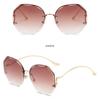 Irregular Round Sunglasses Woman  Designer Gradient Fashion Sun Glasses Female Rimless Metal Curved Temples Oculos De Sol