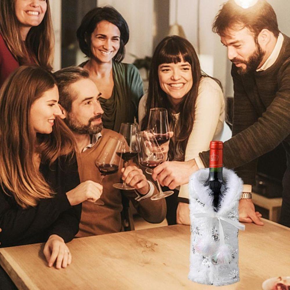 Plush Fabrics Christmas Decorations Champagne Pouch Gift Wrap Packaging Bag For Home Wine Bag