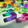 50/98Pcs Rainbow Crystal Acrylic Cubes Stacking Gem Blocks Sensory Building Blocks For Kids Learning Color Light Shadow Toy