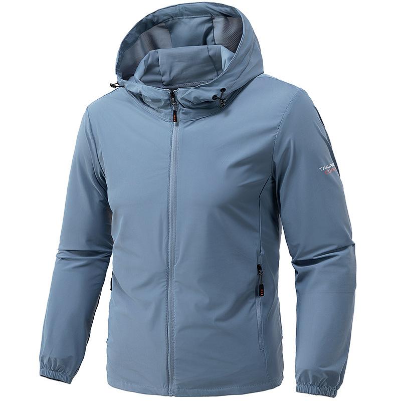 

Летняя новая солнцезащитная одежда Мужская одежда для кожи Дышащая куртка с капюшоном 5XL светло-синий