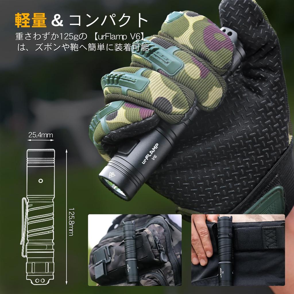 UrFlamp WUBEN Custom V6 1300 Φακός για Εξωτερική Χρήση και Ασφάλεια, Lumens, LED,