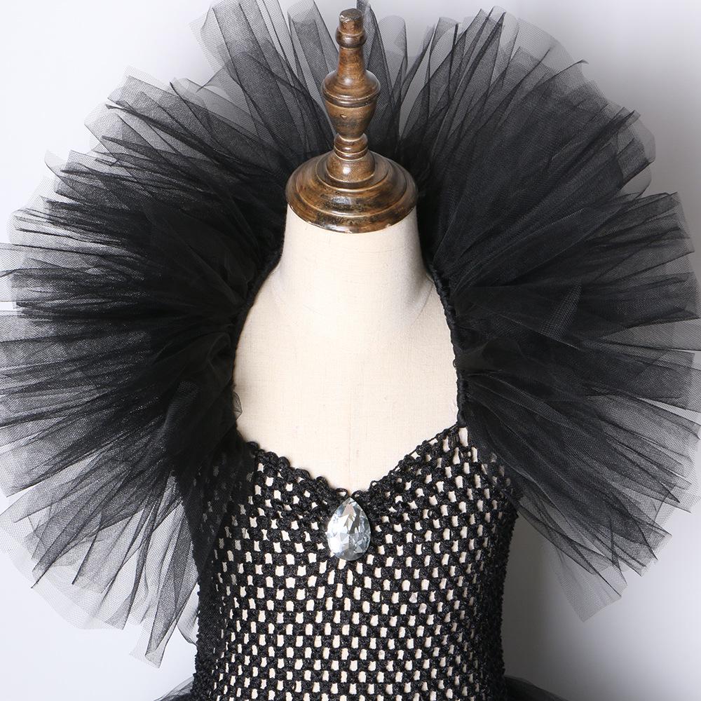 Girls' Maleficent Witch Costume Dress for Halloween Party - Mesh Skirt Set