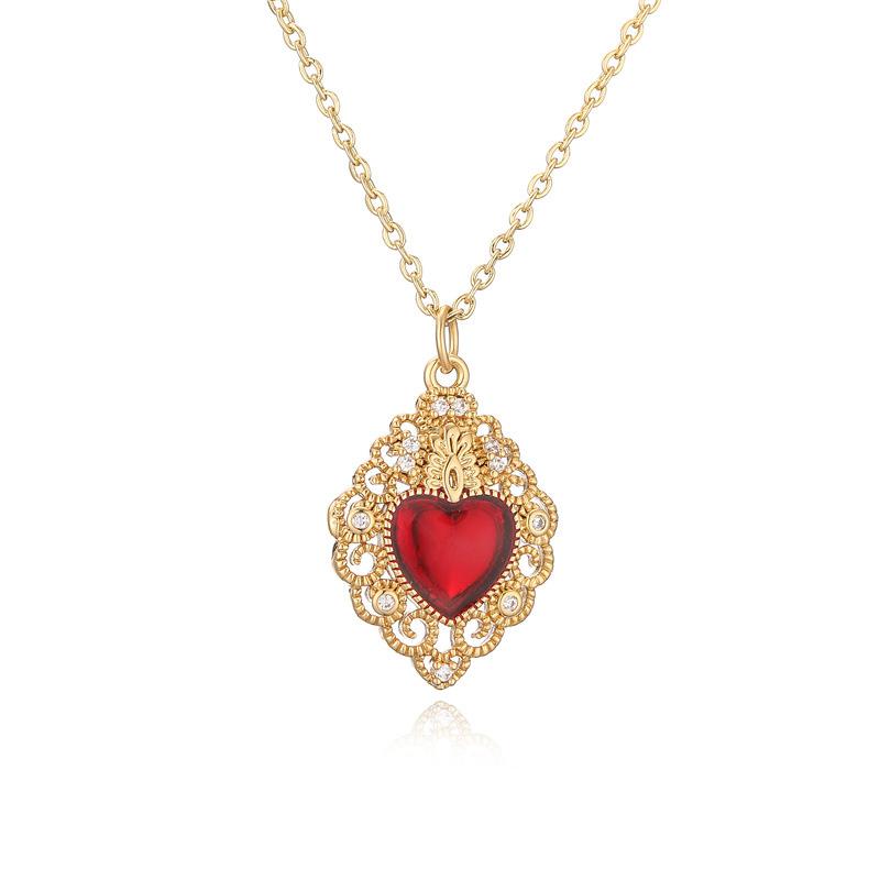 Love Wings Pendant Necklace for Women, European and American INS Fashion Versatile, Copper Plated Real Gold Zircon Drip Oil