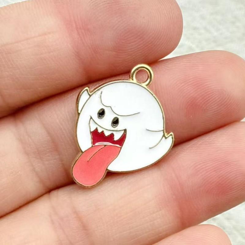 10Pcs Cute Super Mario Bros DIY Keychain Metal Handmade Alloy Anime Game Key Chain Keyring Gift for Fans