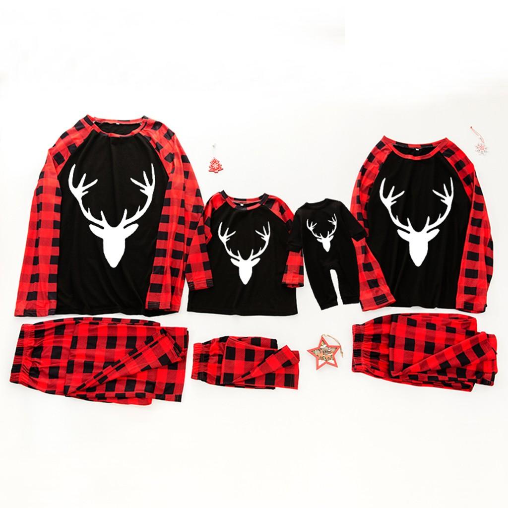 

Рождество Дети Дети Печатное письмо Топ + Брюки Семейная одежда Пижама