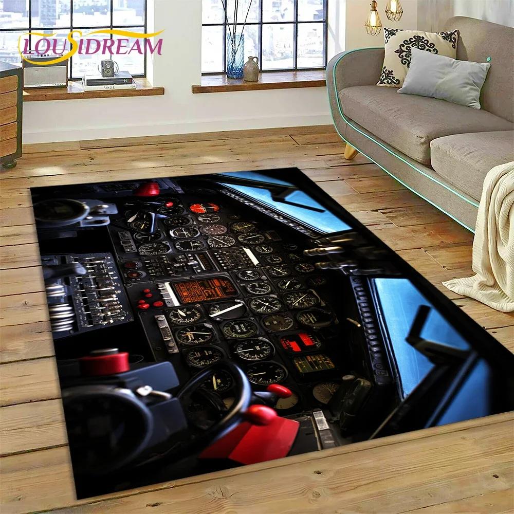 Aircraft Control Cockpit Cabin Spacecraft Dashboard Carpet Rug for Bedroom Living Room Sofa Decoration,Kid Large Decor Floor Mat
