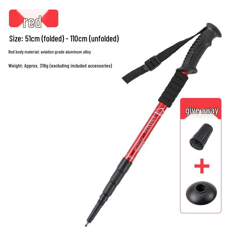 Ultra-Light Shock-Absorbing Aluminum Trekking Poles - Four-Section Telescopic Hiking Gear