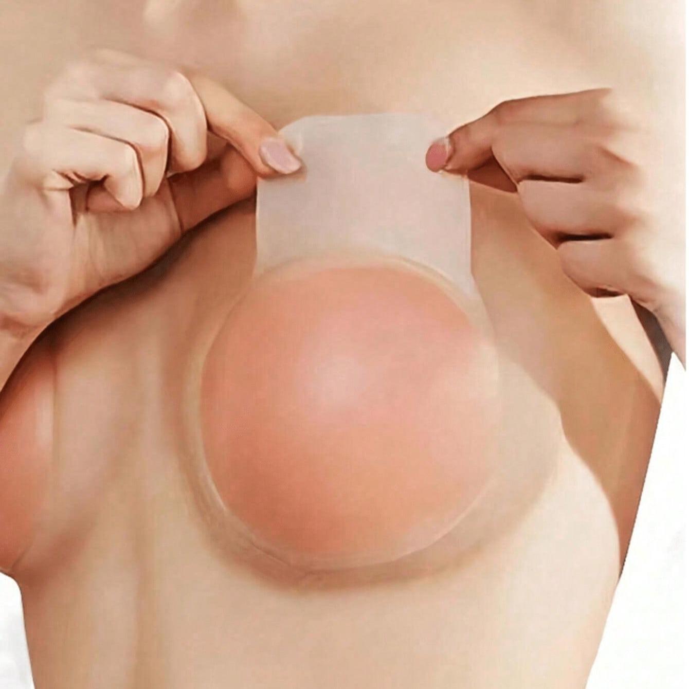

2 pieces/set of round women s silicone breast patches, ultra-thin anti protrusion solid adhesive breast patches 1pcs