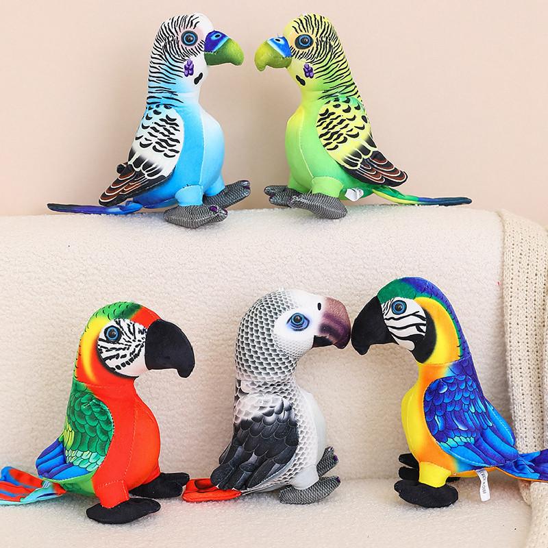 Realistic Parrot Plush Toy For Kids Photo Prop Decoration 25cm Short Plush Stuffed Bird Doll