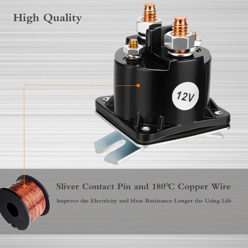 12V Dump Trailer Solenoid Relays 4-Terminals Intermittent Duty Solenoid Replacement for Hydraulic Pumps Easy To Install
