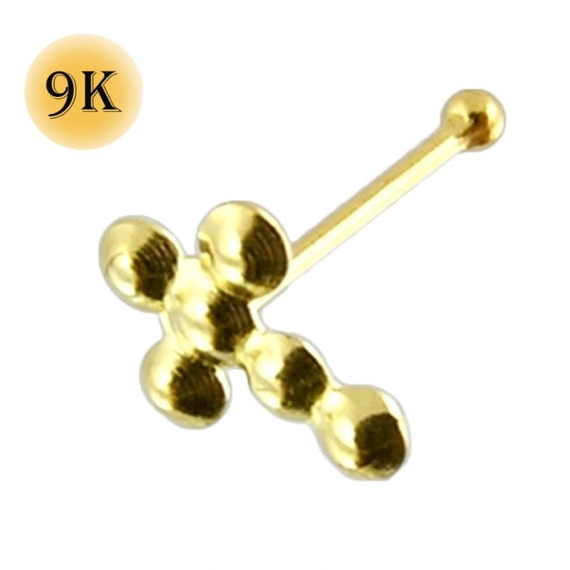 KODY PIERCING Piercing Jewellery 9K Gold Cross Ball End Nose Pin - Quality Piercing