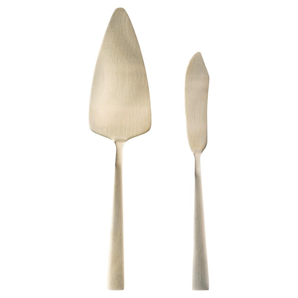 Kuchenschaufel und Messer Set 2-teilig Stahl Gold EXCELLENT HOUSEWARE 139749