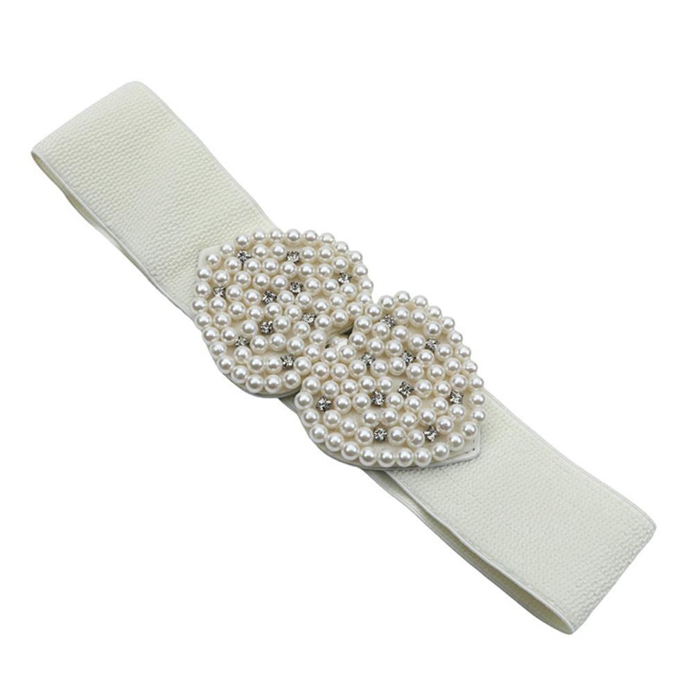 

French Waistband Love Shape Wide Belts Fashion Elastic Belt Women білий