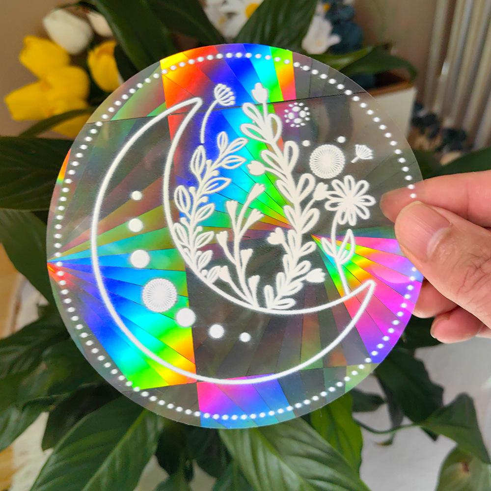 SC031-045 Klistermärken Regnbågsglas Solfångare Anti-kollisionsvarning Dekaler Prismatiska PVC-dekorationer för att Förhindra Stoppa Fåglar
