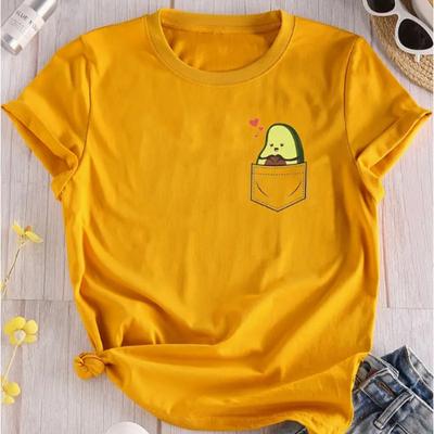Fashion Women Avocado&LovePrint T Shirt Funny Casual O-neck Short Sleeves T-shirt Summer Female Tee Shirt