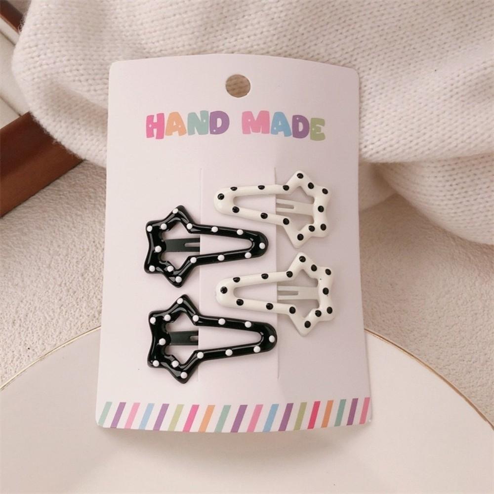 

4pcs/set Headwear Black White Dot Hair Clips Cute Geometric Hairpin Sweet Barrettes for Girls