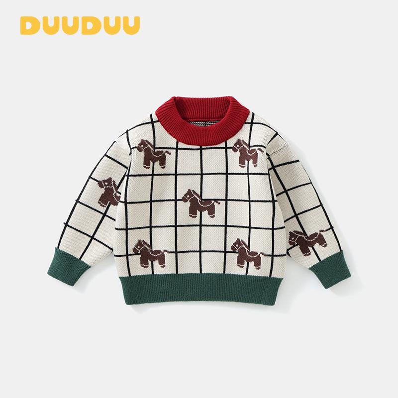 DUUDUU Kids  Knitwear: Thick Korean-Style Toddler Sweater for Boys - Autumn/Winter Warmth 80cm