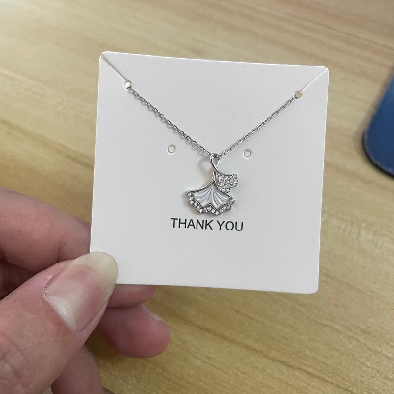 French New High Version Natural Fritillary Ginkgo Biloba Rose Gold Diamond Pendant S925 Sterling Silver Necklace Women 925 silver