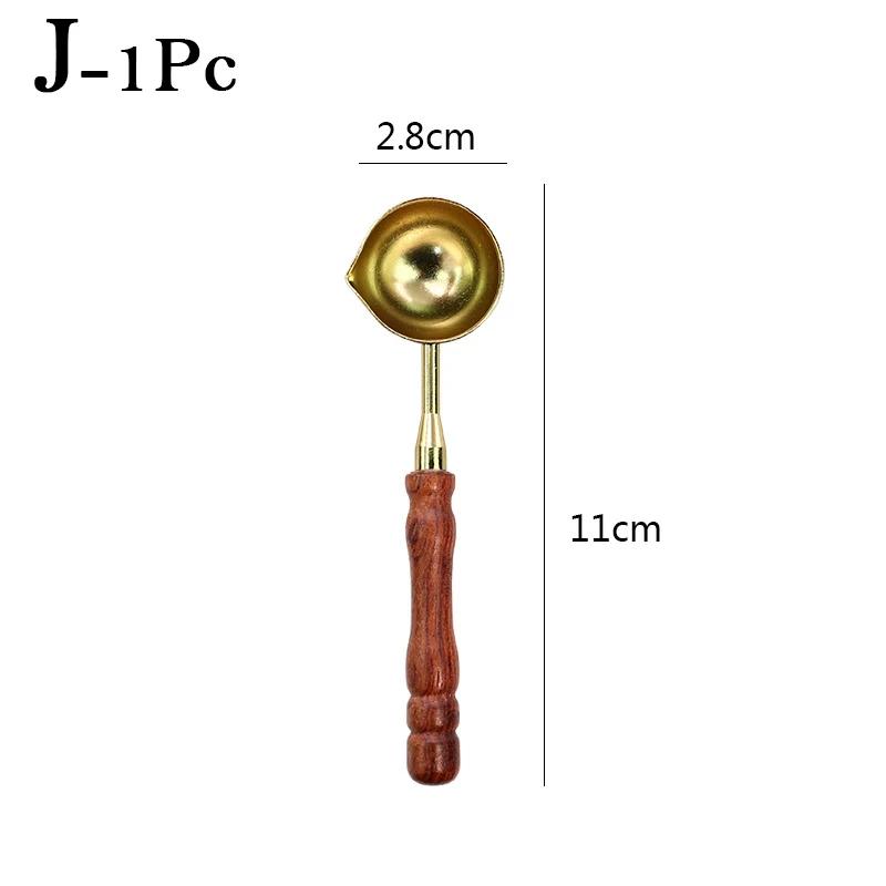 New Sealing Wax Spoon Anti-Hot Wood Handle Retro Wax Stamping Spoons Fire Paint Melting Firing Stamp Envelopes Card Metal Tool