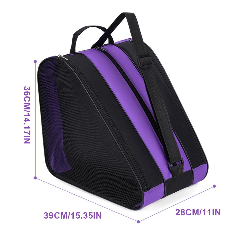 Roller Skate Bag Ice Skate Shoes Bag Adjustable Strap Ice-Skating Shoulder Bag Oxford Cloth Multi-Compartments for Ski Sports