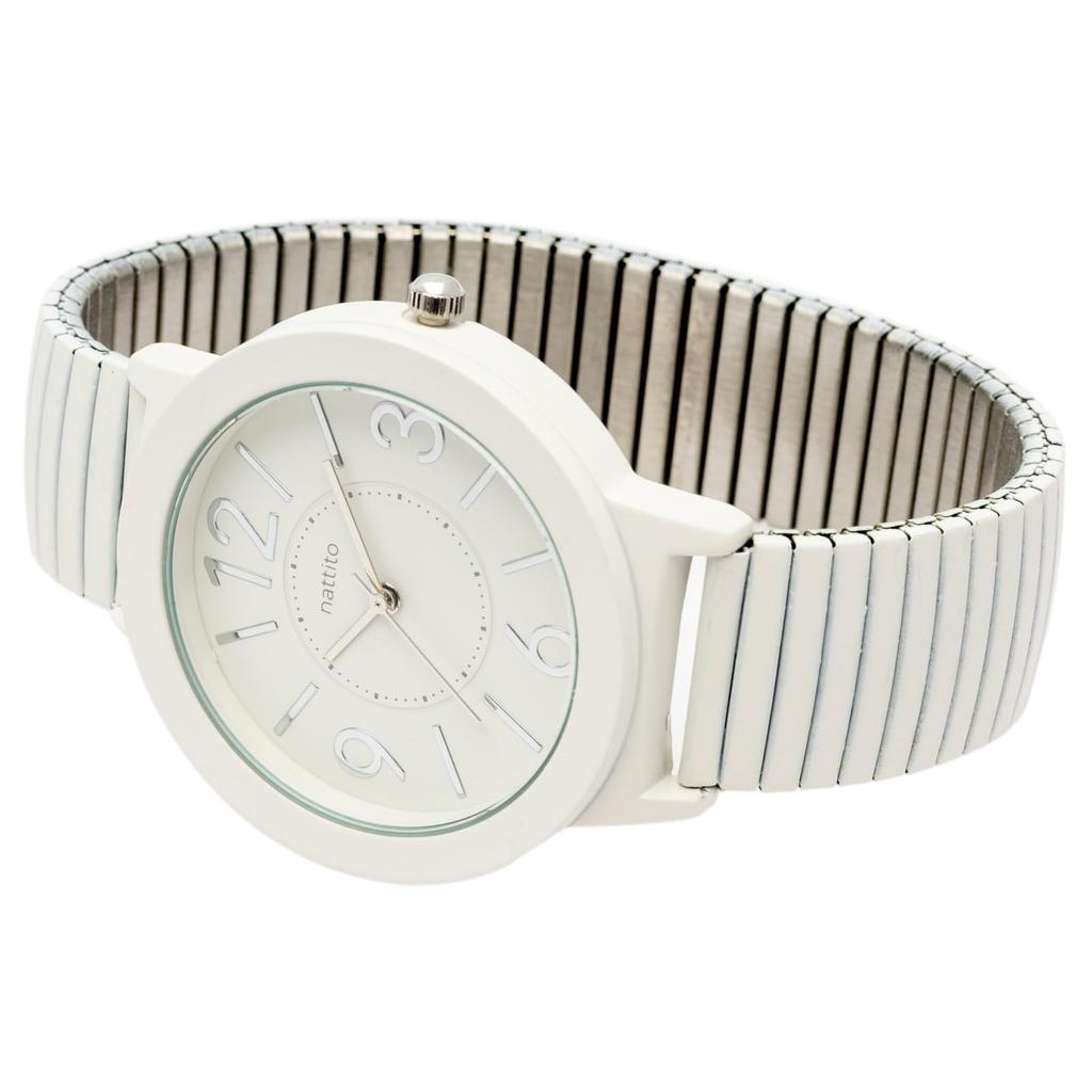 Fieldwork Women's Analog Watch with Metal Band and Accordion Strap, Stainless Steel, Single Color, Soft White, JN040-1