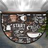 Start Your Day with The of Coffee Half Round Doormat Non Slip Semi Circle Bath Rug Runner Durable Washable Half Moon Rug Area Rug for Kitchen Patio