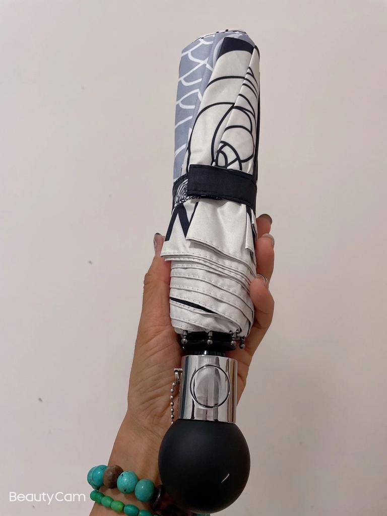 Umbrella Folding Automatic Opening and Closing Clear Umbrella Black Adhesive Sun Protection and UV Protection Umbrella