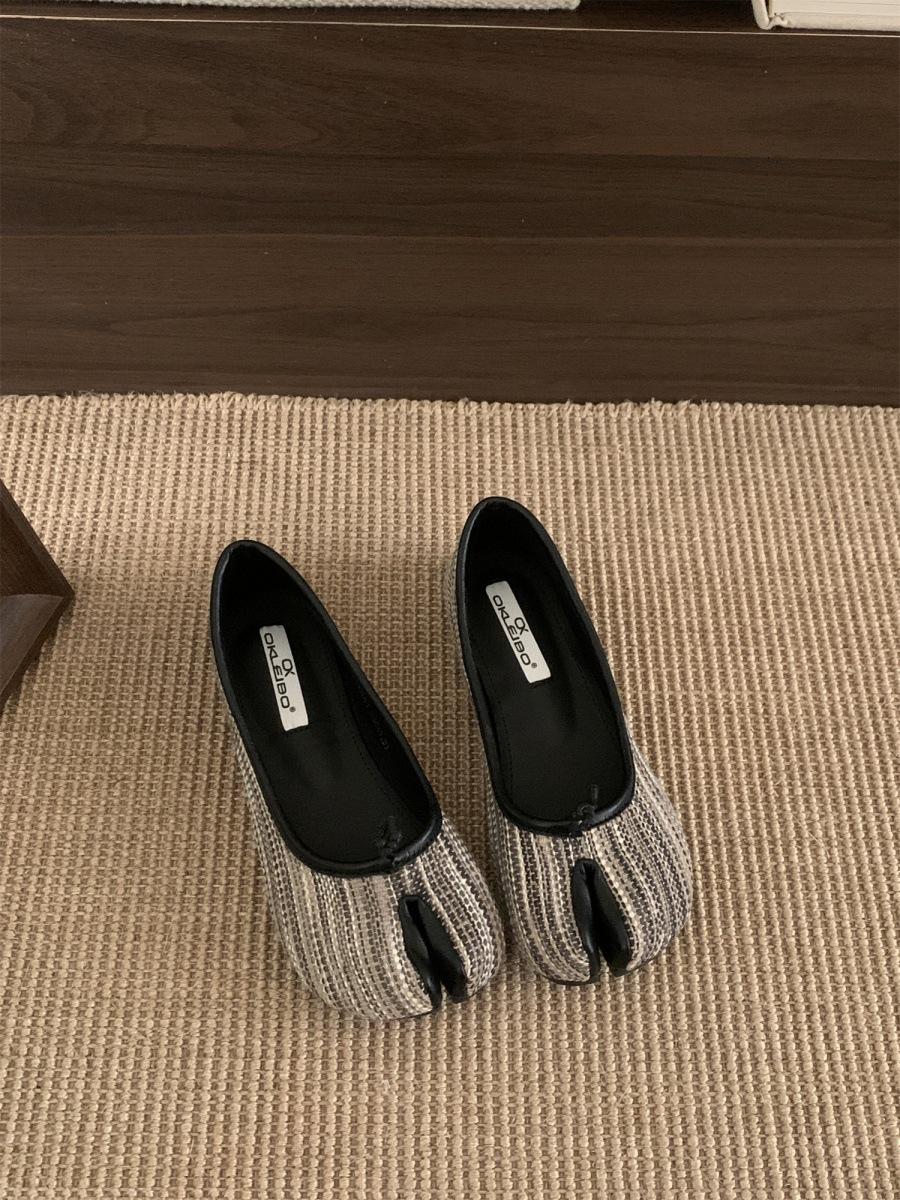 

2025 summer new sub-toed pig s trotters casual one-pedal trendy versatile light mouth color matching flat-soled single shoes women 39 чёрный