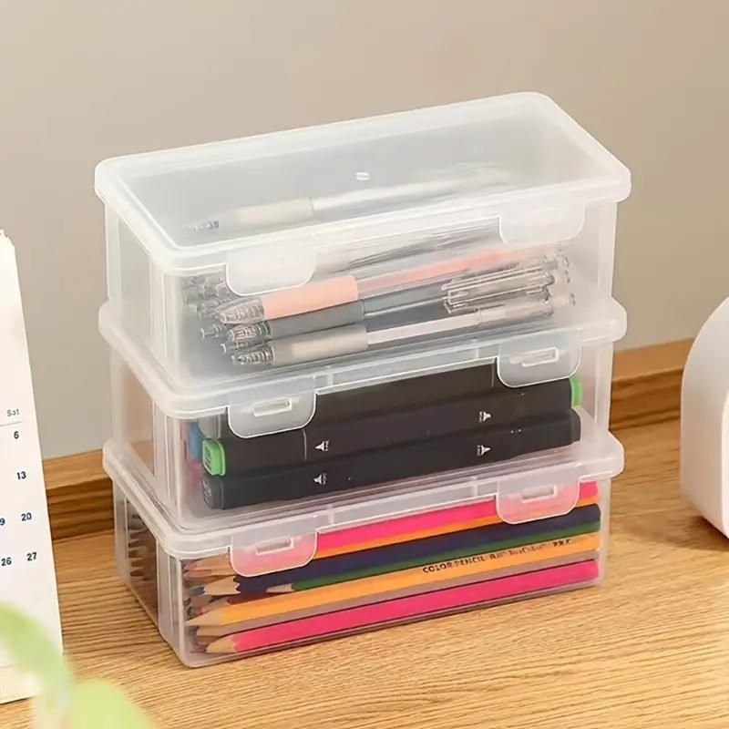 2/3Pcs Clear Hard Pencil Case Stackable High Capacity Pencil Case Colored Pencil Organizers Box for Sketch Pencil Marker