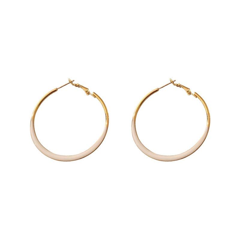 New Arrival Simple Fashion Black White Enamel Cicle Big Hoop Earrings For Women Statement Jewelry Pendientes