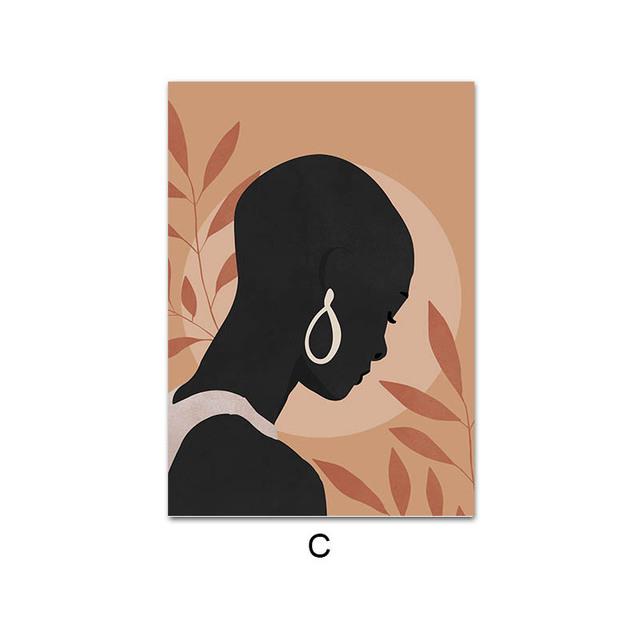 Black Africa Woman Boho Moon Hand Leaf Abstract Wall Art Canvas Painting Posters And Prints Wall Pictures For Living Room Decor No Frame