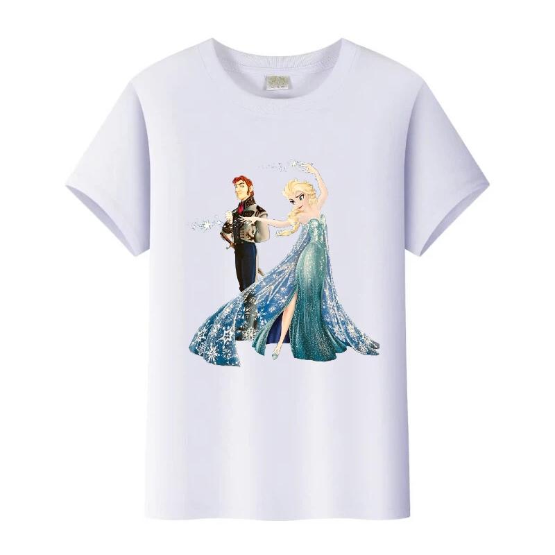 

Милі Мультфільмні Футболки Disney Заморожене Ельза Анна Вільна Футболка Вуличний Стиль Блузки Дитячі Топи Футболка з Круглим Вирізом Одяг для Дівчат Подарунок 150
