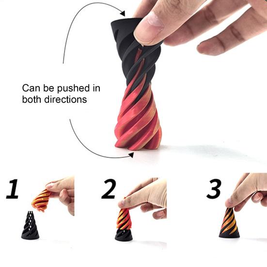1/2Pcs Impossible Pyramid Passthrough Sculpture 3D Printed Spiral Cone Cylinder Toy Pass Through Pyramid Figurine Stress Relief Mini Pyramid Fidget