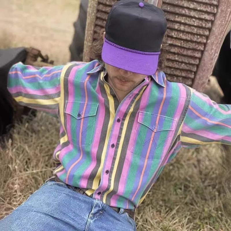 Cămașă cu nasturi cu dungi pentru bărbați