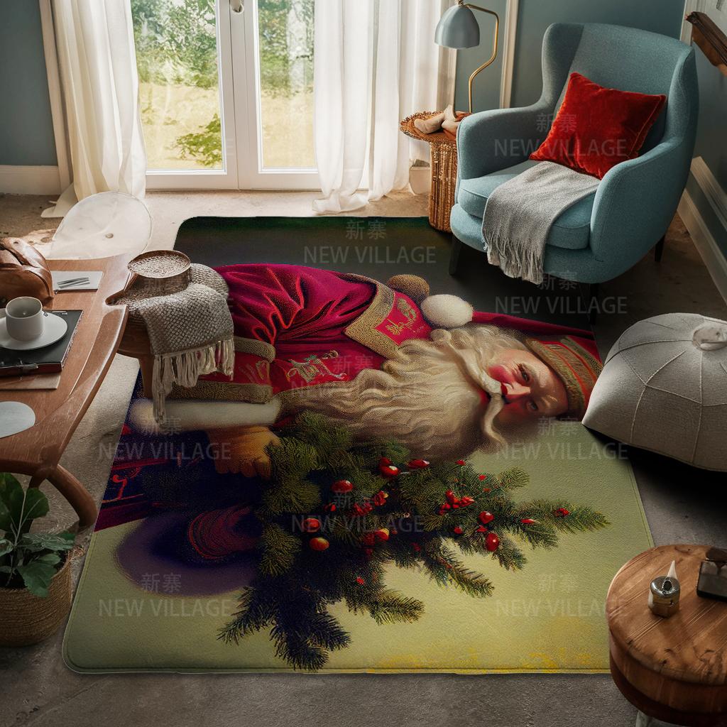 House Entrance Carpet Home Door Mat Living Room Bath Foot Bathroom Non-slip Water Absorption Rugs Bath Merry Christmas Winter