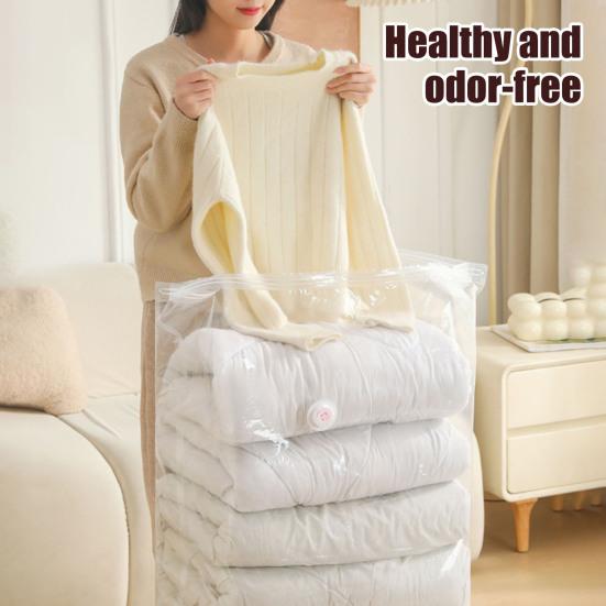 Vacuum Storage Bag Large Capacity Vacuum Seal Bag No Pump Needed Compression Packing for Quilts Comforters Sheets Clothes Blankets