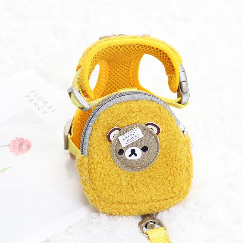 High-Quality Cartoon Bear Comfortable Cotton Velvet Undershirt Dog Leash Cat Anti-Breakaway Leash Cover Cat Leash