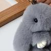 1PC 15CM Llavero de Conejo de Dibujos Animados Anillo Pompon de Piel Genuina Esponjoso Conejito Adorno Llavero Encanto Llavero Lindo en Bolso Colgante para Llaves del Coche