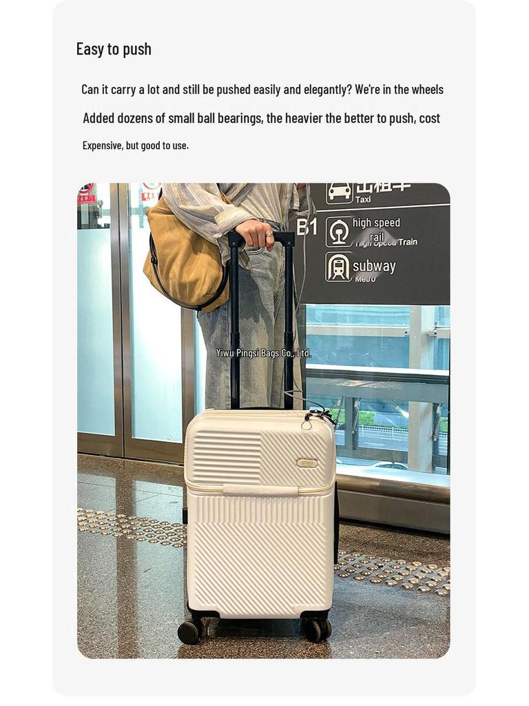 Ping Si 20-Inch Multifunctional Carry-On Suitcase for Women, Men, and Students