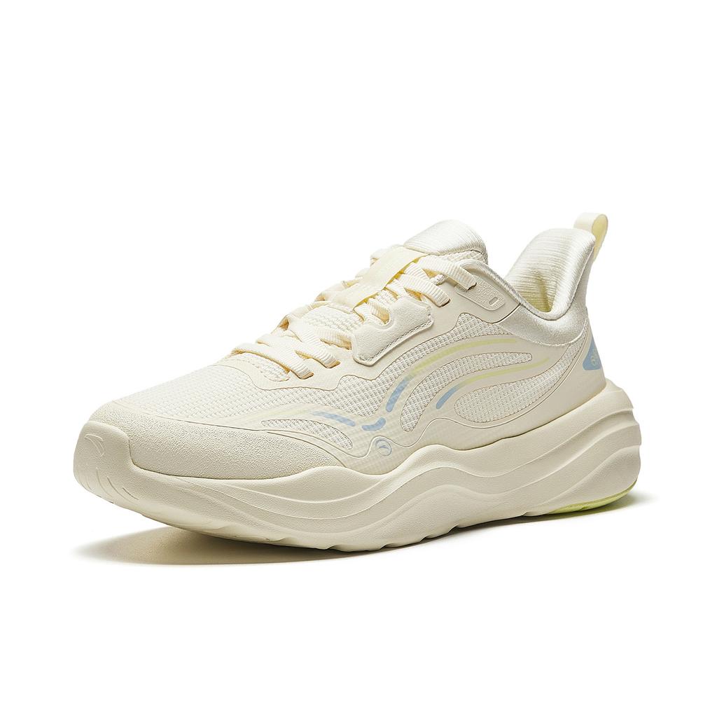 Anta Textile, Synthetic Leather Low top Versatile Training Shoes Women's Light Beige White 922617704Q-2