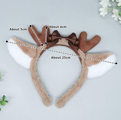 1 Piece Cosplay Deer Ear Head Hoop Unisex Reindeer Antler Headband Lolita Christmas Party Headpiece Festival Headwear