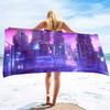 Cyber Style City Night Scene Sand Towel Beach Blanket Sand Free Microfiber Quick Drying Swimming Pool Towels Camping Towels