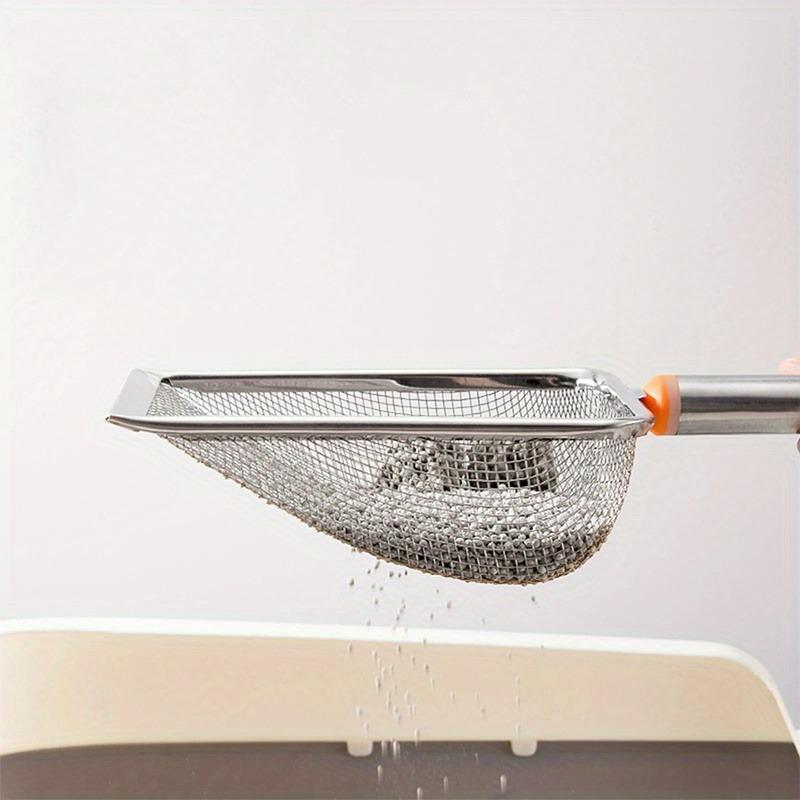 1pcs Stainless Steel Fine Mesh Cat Litter Scoop Easy To Clean Non-Stick Shovel For Reptiles Sand Efficient Durable Litter Scoop